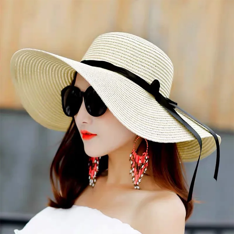 Summer Women Straw Hat Bowknot - Hat Floppy Wide reseña y precio