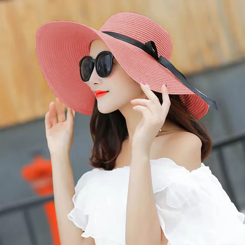Summer Women Straw Hat Bowknot - Hat Floppy Wide reseña y precio