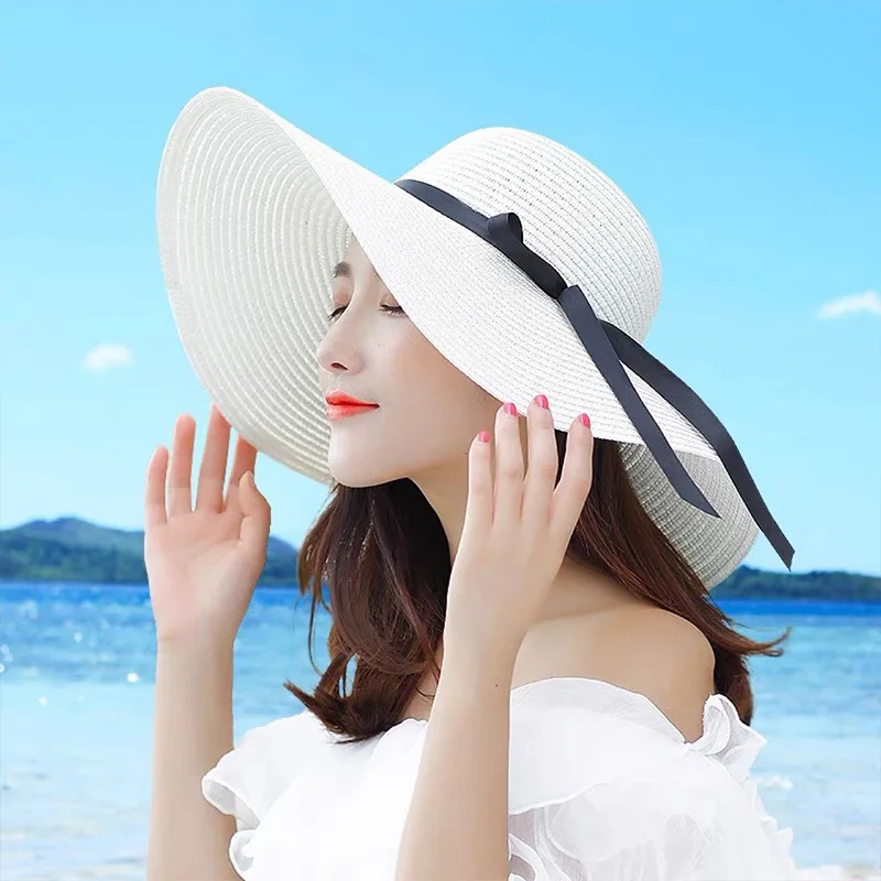 Summer Women Straw Hat Bowknot - Hat Floppy Wide reseña y precio
