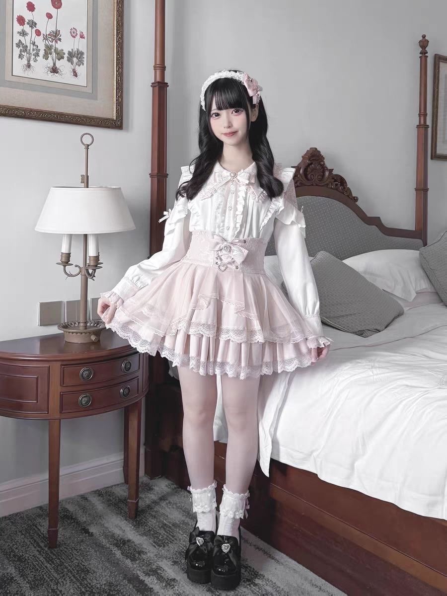 Harajuku Kawaii Skirt Sets Wom - Blouse Off Shoulder reseña y precio