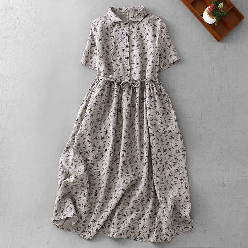 Summer Floral Cotton Linen Dr  - Midi Skirt Floral reseña y precio