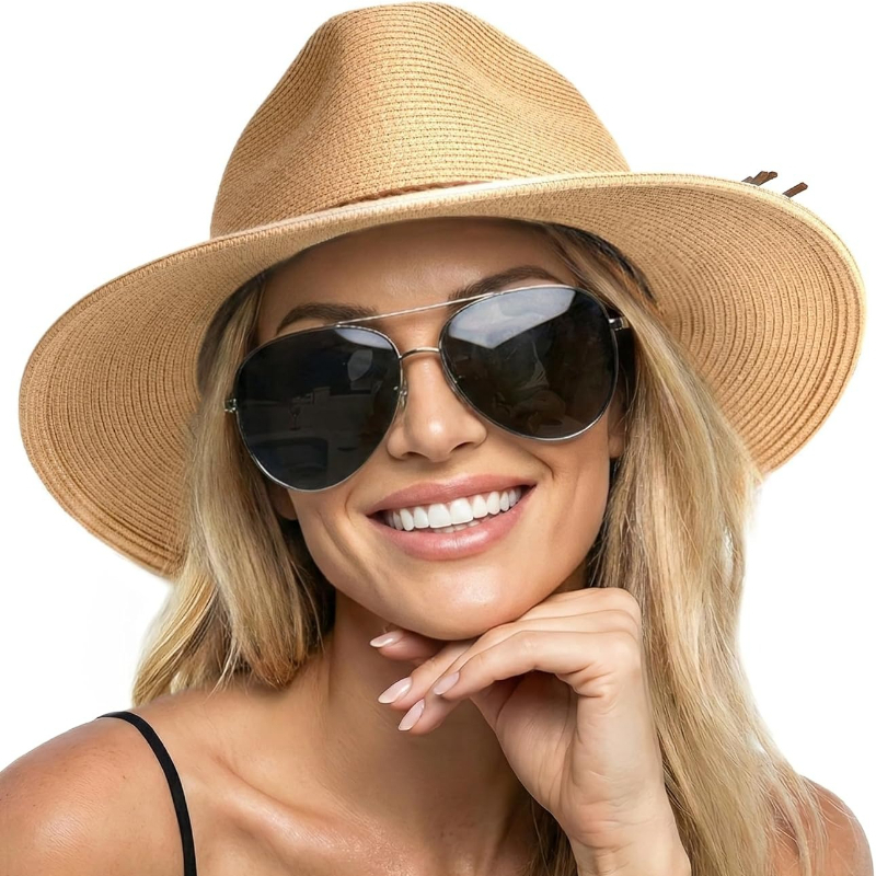 1pc Summer Straw Beach Sun Hat - Hat Floppy Wide reseña y precio
