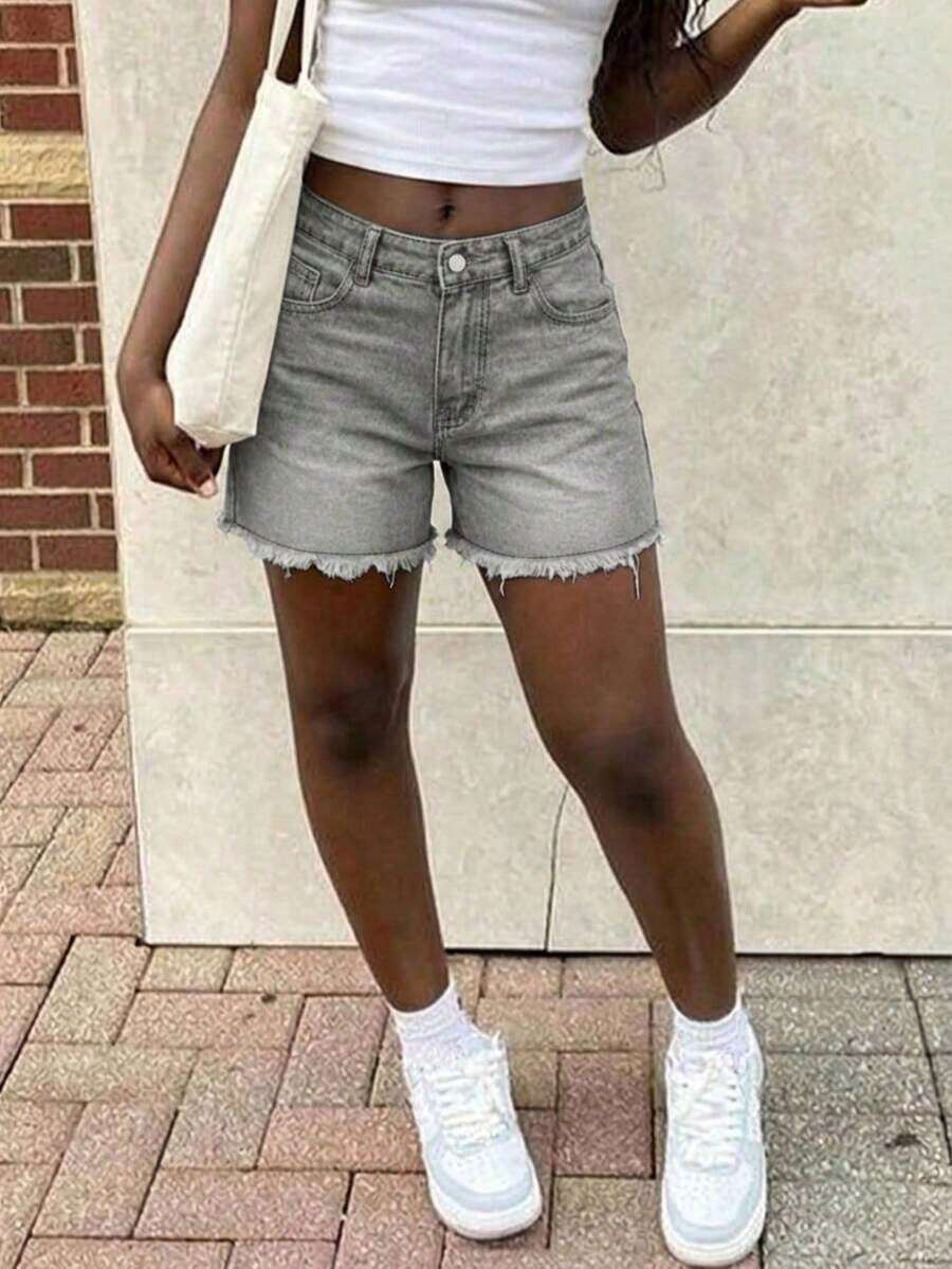 Womens High Waist Light Wash D - Shorts Denim Frayed reseña y precio