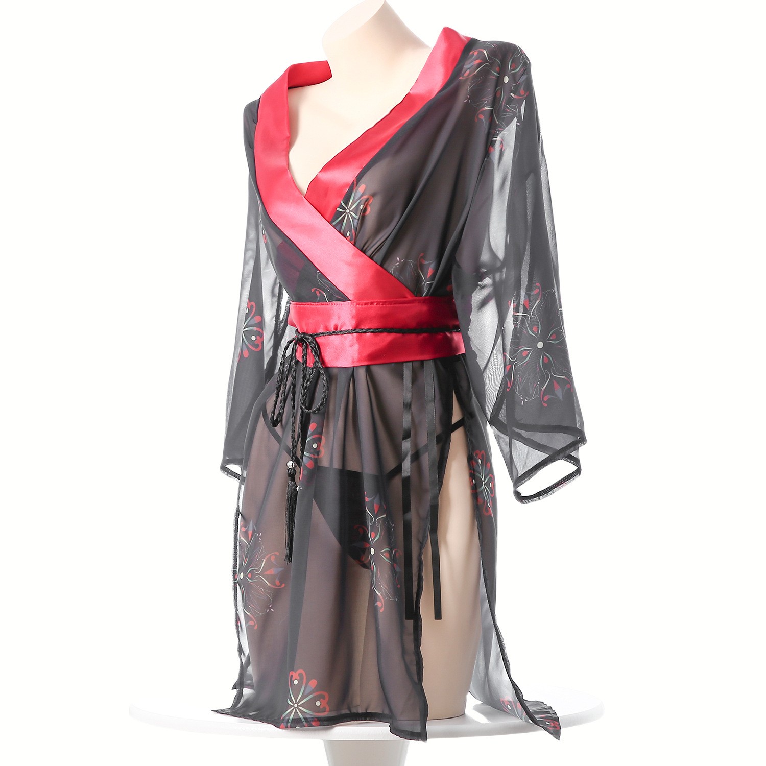 Women's Black Sheer Mesh Japan - Kimono Sheer Floral reseña y precio