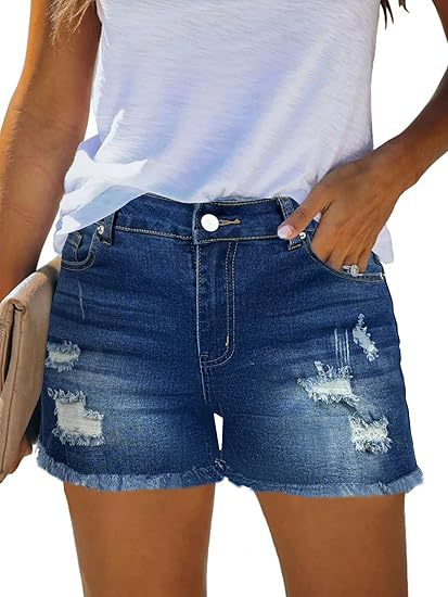 Casual Vintage Denim Shorts Hi - Shorts Denim Frayed reseña y precio