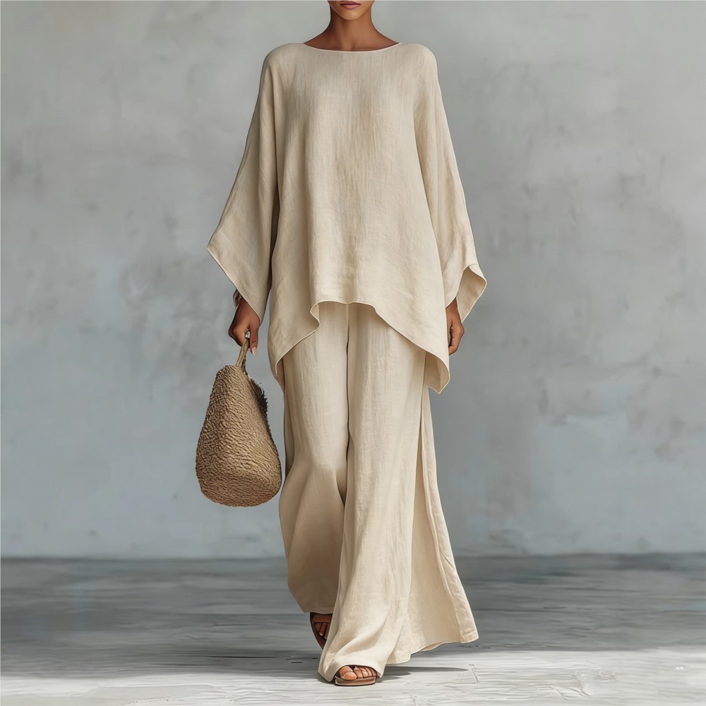 Fashion Linen Loose Long-sleev - Linen Pant Wide reseña y precio
