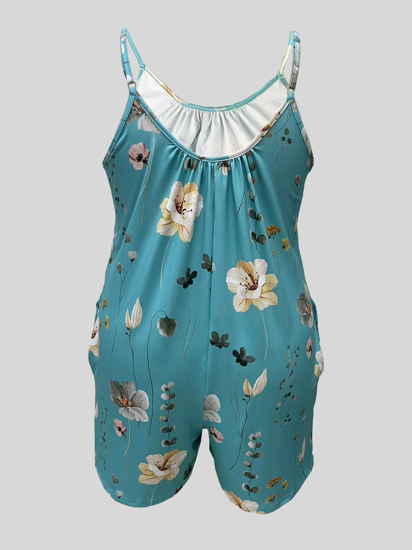 Plus Size Allover Print Cami R - Romper Floral Print reseña y precio