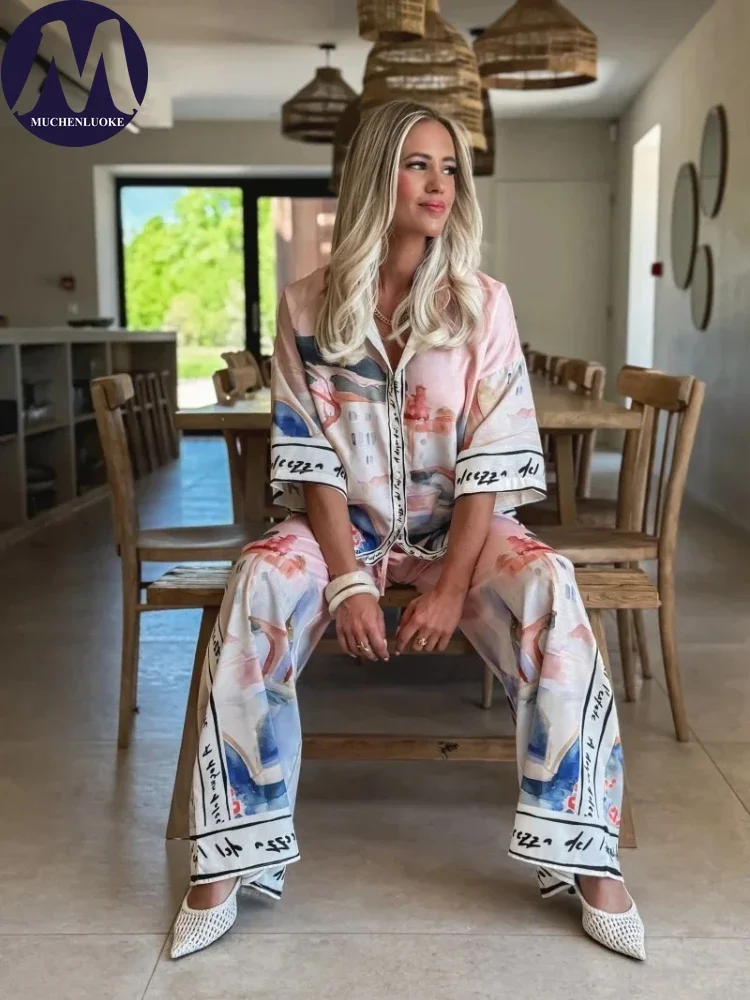 2 Pieces Set for Woman Summer  - Linen Pant Wide reseña y precio