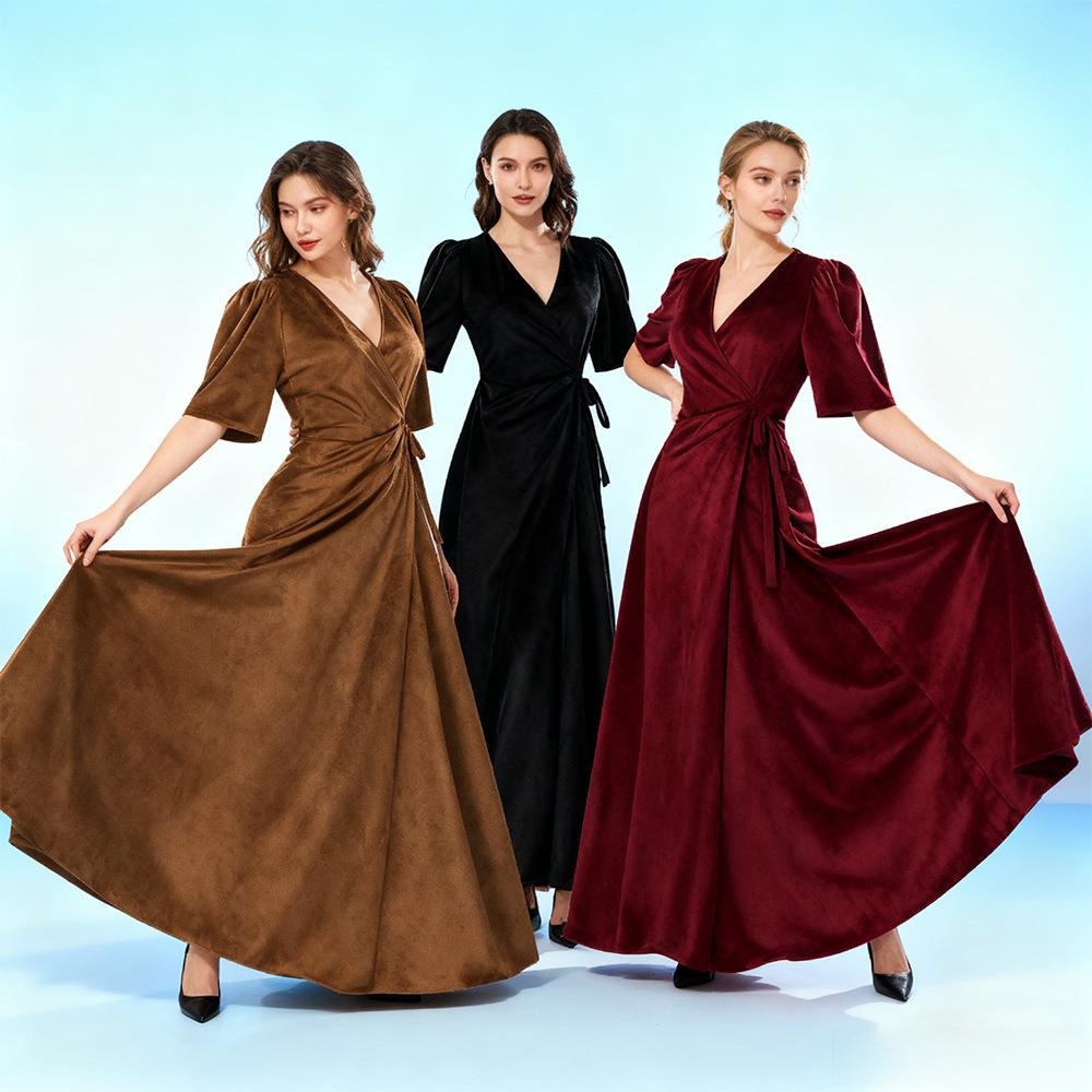 Ladies Long V-Neck Wrap Slim P - Linen Dress Wrap reseña y precio