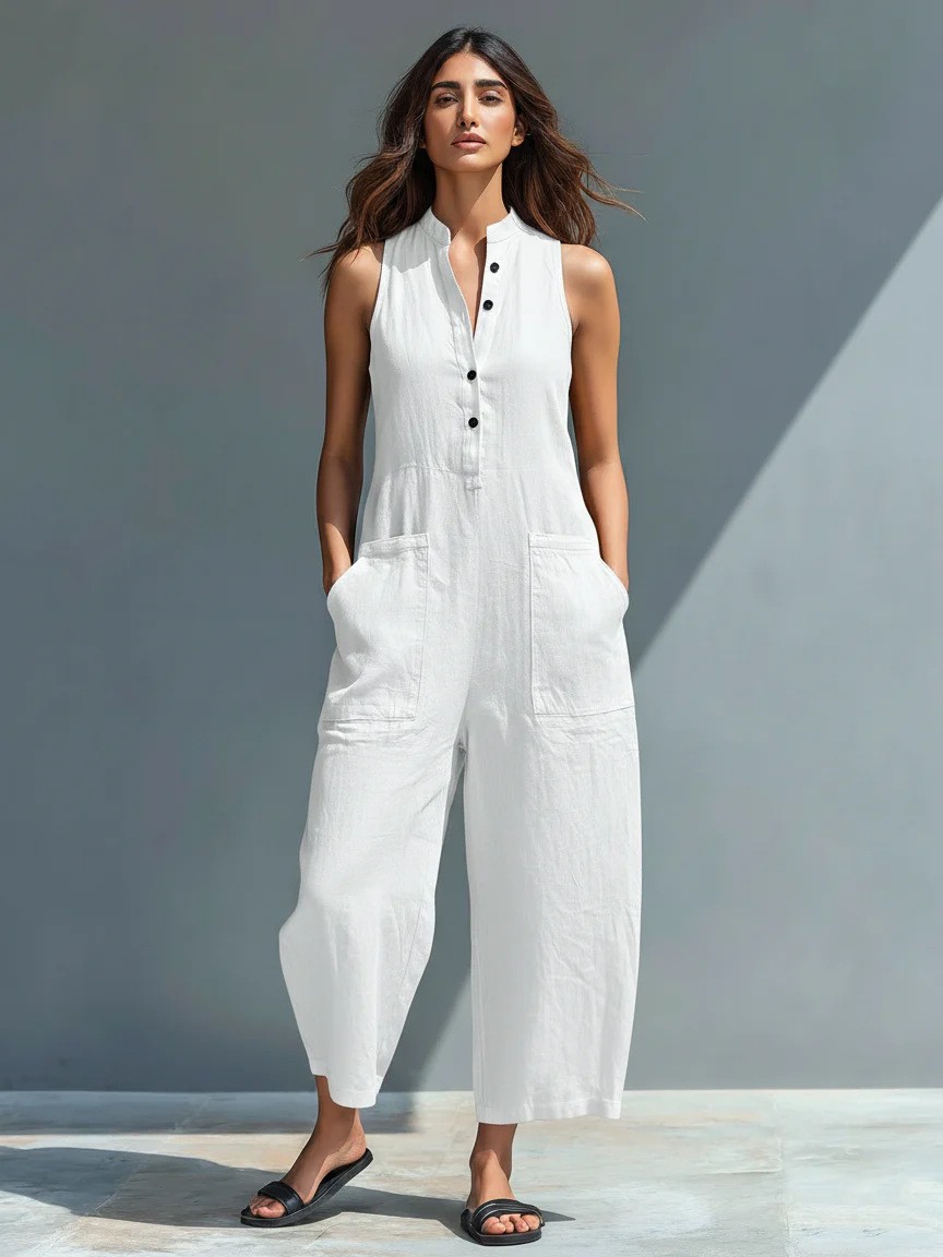 Summer Women's Clothing Sleeve - Jumpsuit Linen Relaxed reseña y precio