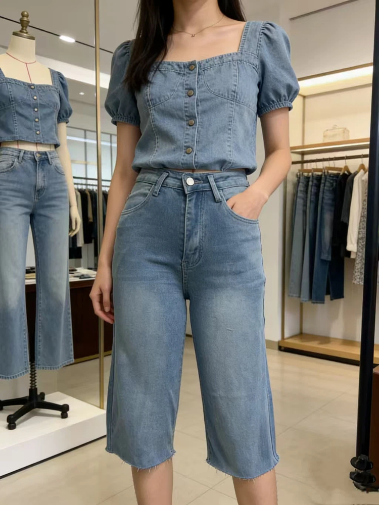 Women's High Waisted Denim Ber - Shorts Denim Frayed reseña y precio
