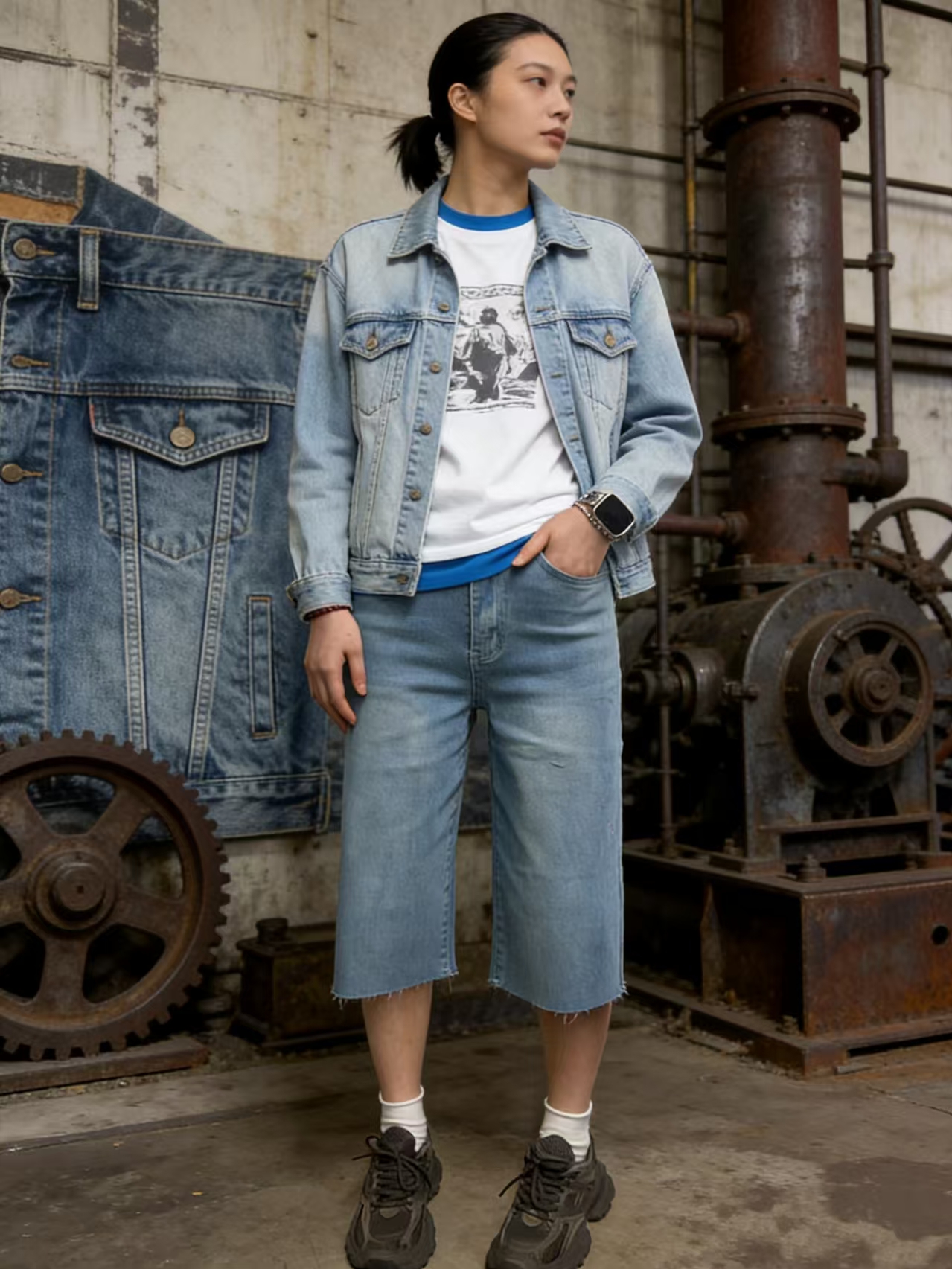 Women's High Waisted Denim Ber - Shorts Denim Frayed reseña y precio