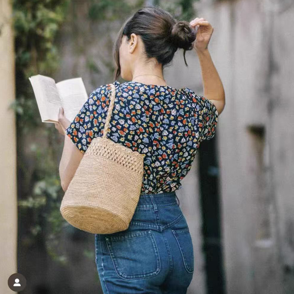 Handmade Crochet Straw Bucket  - Crochet Bag Raffia reseña y precio