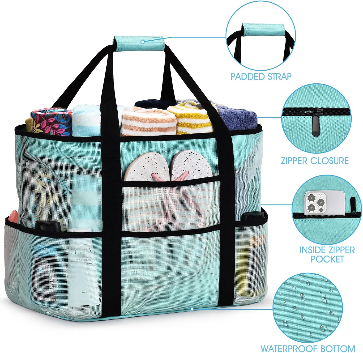 Extra Large Mesh Beach Bag, Wa - Tote Bag Beach reseña y precio