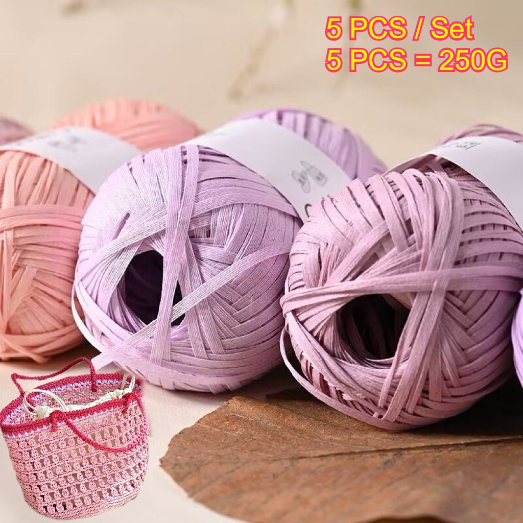 5PCS 250g Raffia Paper Rope Kn - Crochet Bag Raffia reseña y precio