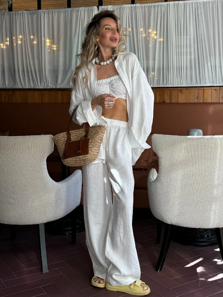 2025 Solid Casual Cotton Linen - Linen Pant Wide reseña y precio