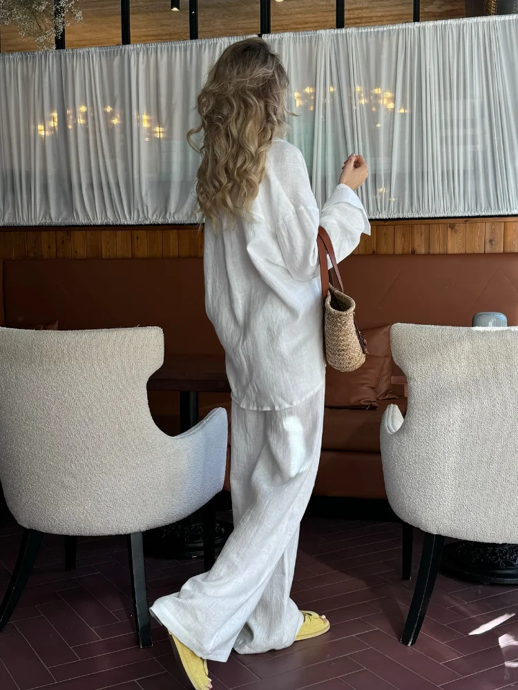2025 Solid Casual Cotton Linen - Linen Pant Wide reseña y precio