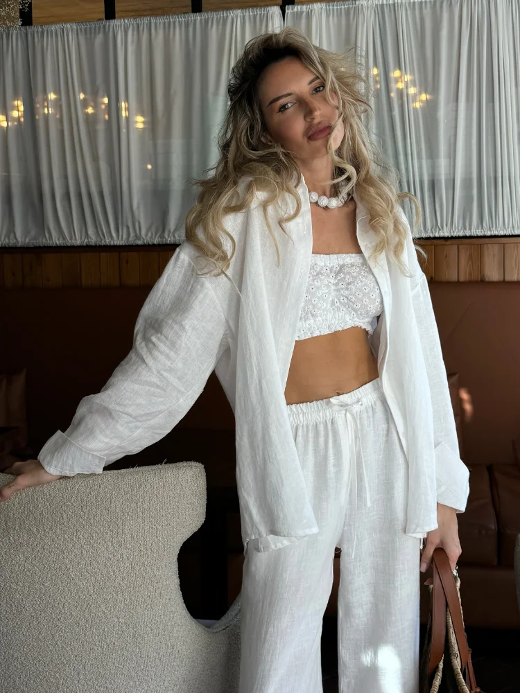 2025 Solid Casual Cotton Linen - Linen Pant Wide reseña y precio