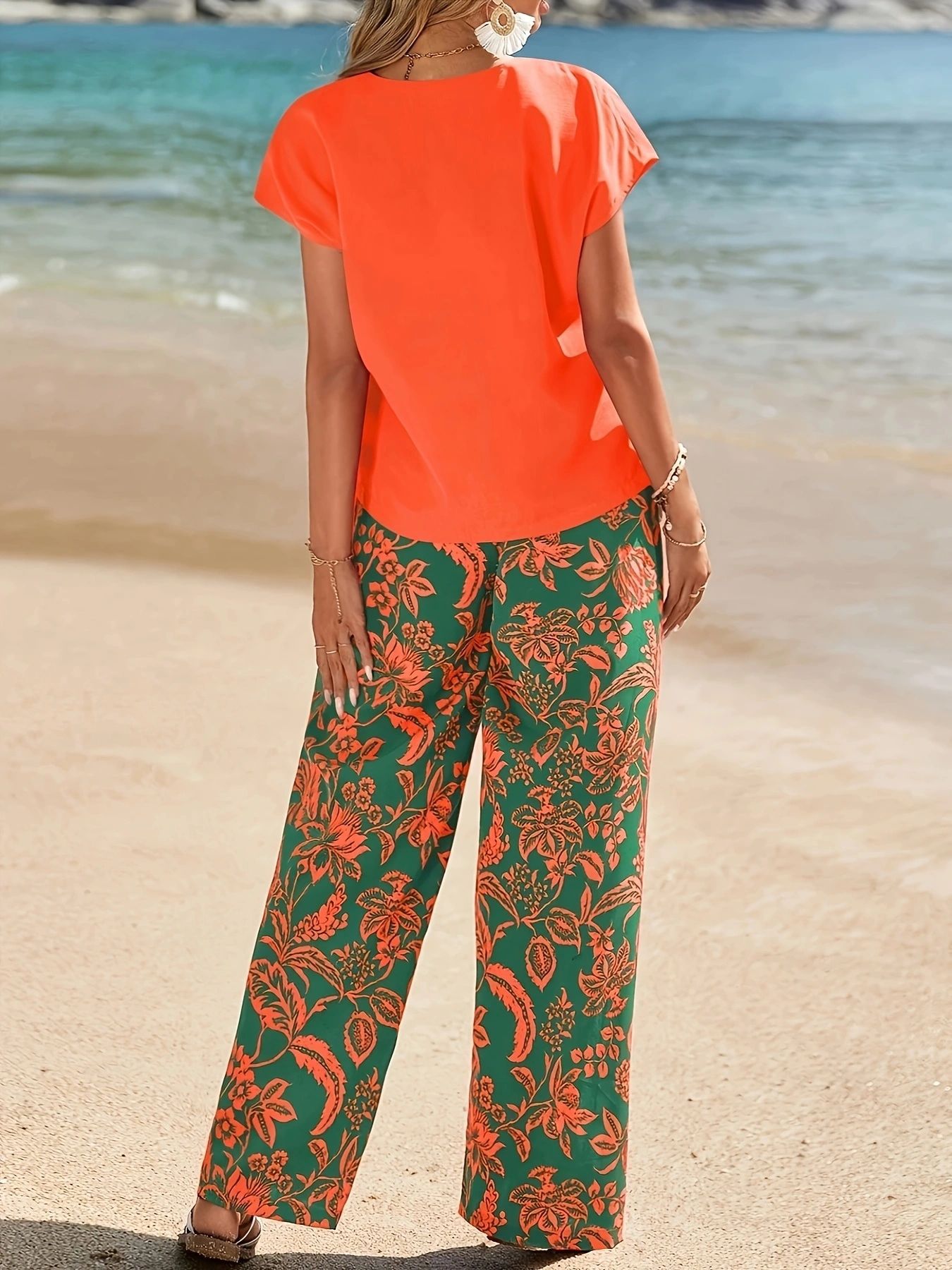 2026 Summer Women 2 Piece Outf - Romper Floral Print reseña y precio