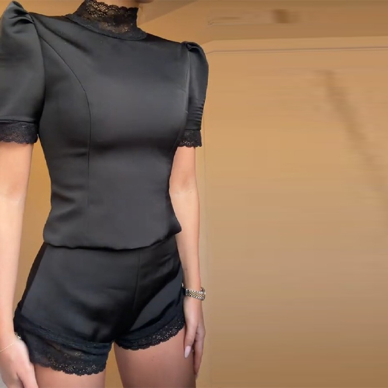 New Satin Lace Edge Top Short  - Blouse Off Shoulder reseña y precio