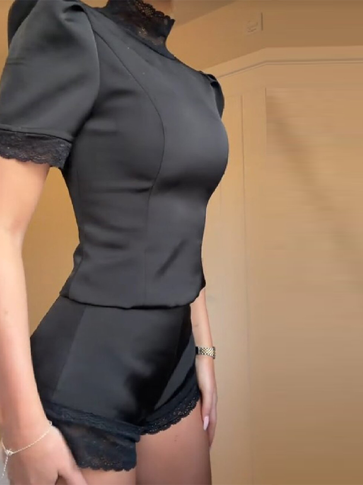 New Satin Lace Edge Top Short  - Blouse Off Shoulder reseña y precio