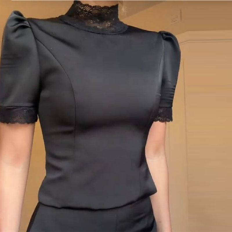 New Satin Lace Edge Top Short  - Blouse Off Shoulder reseña y precio