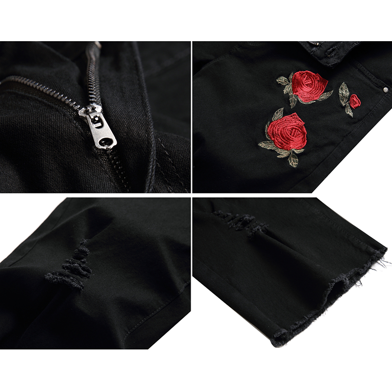 2026 Summer Men's Red Rose Emb - Shorts Denim Frayed reseña y precio